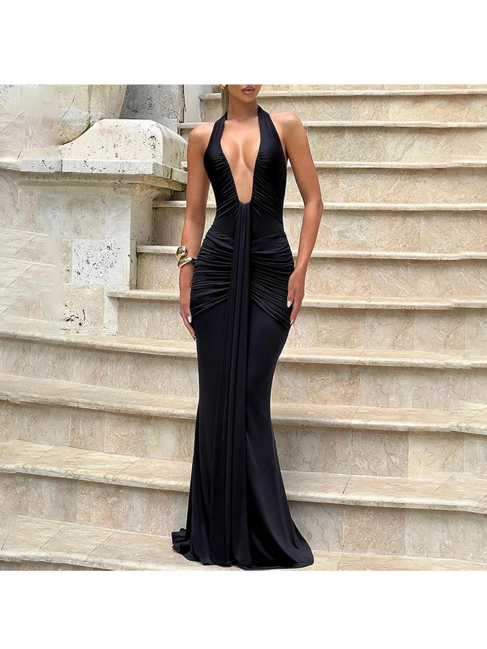 Evening black dress formal